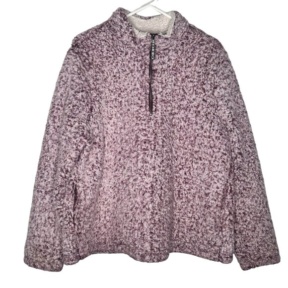 Time and Tru Tops - Time And Tru XL Burgundy Half-Zip Fleece Pullover XL Cozy Outdoor Fall Winter